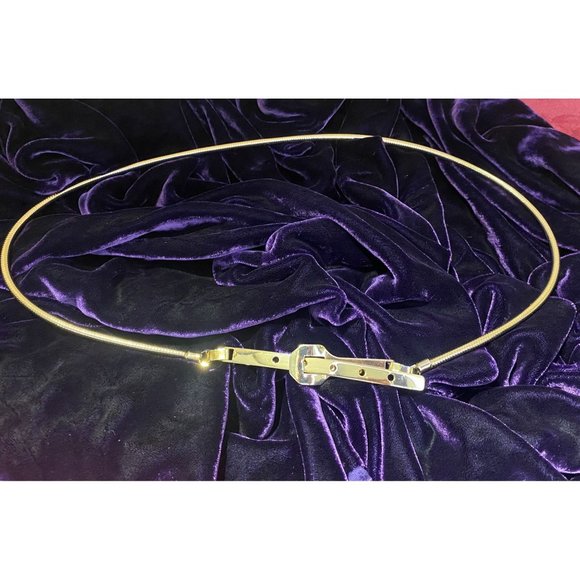 Vtg. 1980's Retro Metal Gold Tone Stretch Cable Belt Thin 31.5" Stretch to 37.5" - Picture 1 of 8